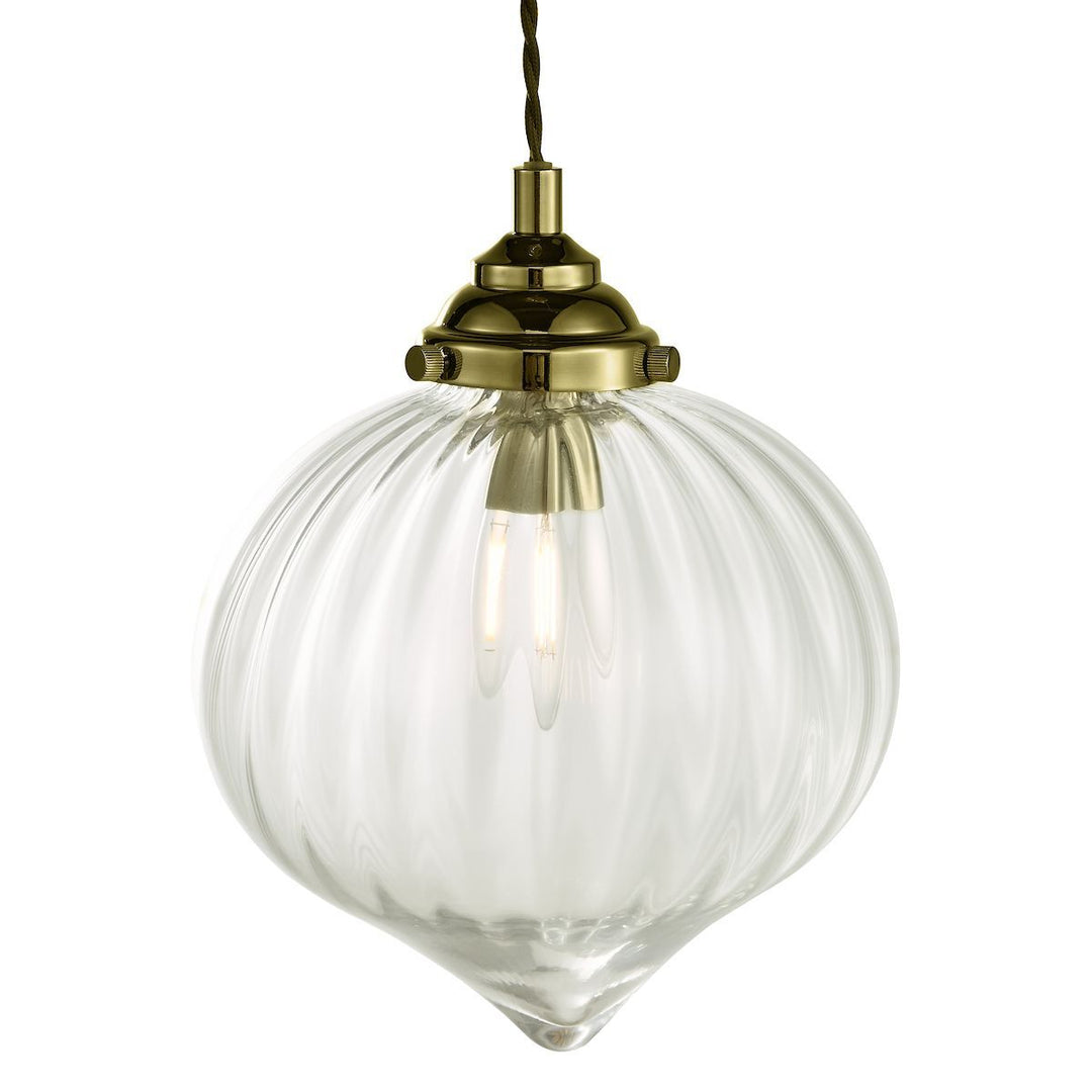 Dar MYA0175 | Mya | 1-Light Glass Pendant in Antique Brass