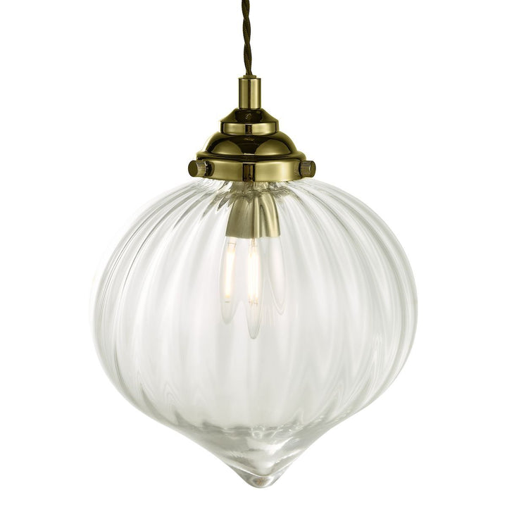 Dar MYA0175 | Mya | 1-Light Glass Pendant in Antique Brass