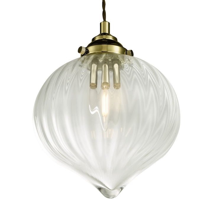 Dar MYA0175 | Mya | 1-Light Glass Pendant in Antique Brass