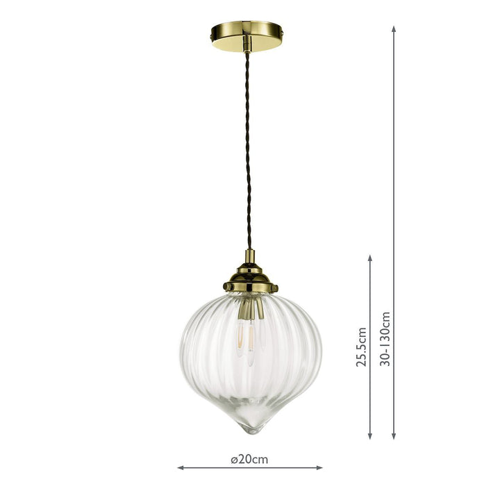 Dar MYA0175 | Mya | 1-Light Glass Pendant in Antique Brass