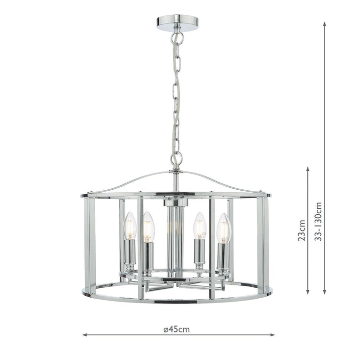 Dar MYK0450 | Myka | 4-Light Pendant in Polished Chrome