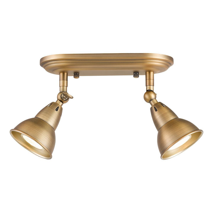 Dar NAT7542 | Nathaniel | 2 Light Plate Spotlight | Aged Brass
