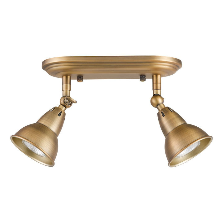 Dar NAT7542 | Nathaniel | 2 Light Plate Spotlight | Aged Brass