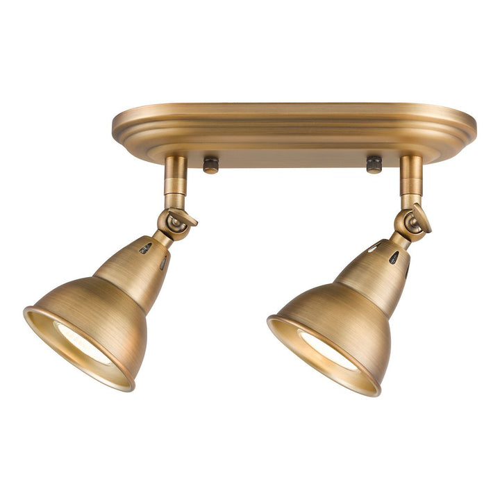 Dar NAT7542 | Nathaniel | 2 Light Plate Spotlight | Aged Brass