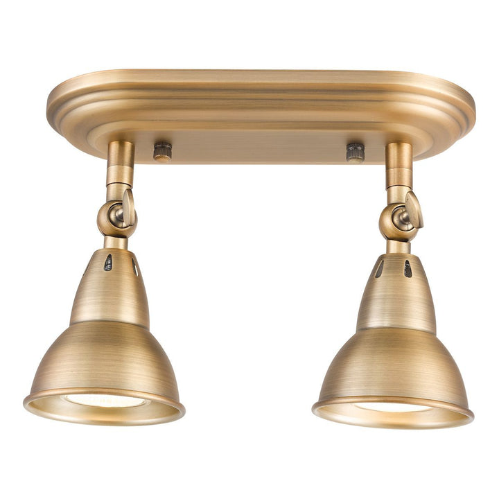 Dar NAT7542 | Nathaniel | 2 Light Plate Spotlight | Aged Brass
