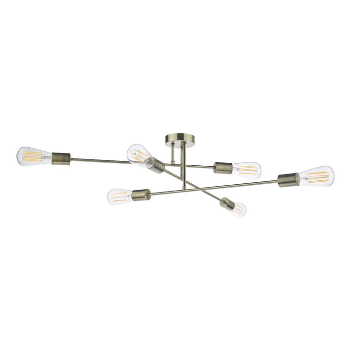 Dar NEV6475 Neve 6 Light Flush Antique Brass