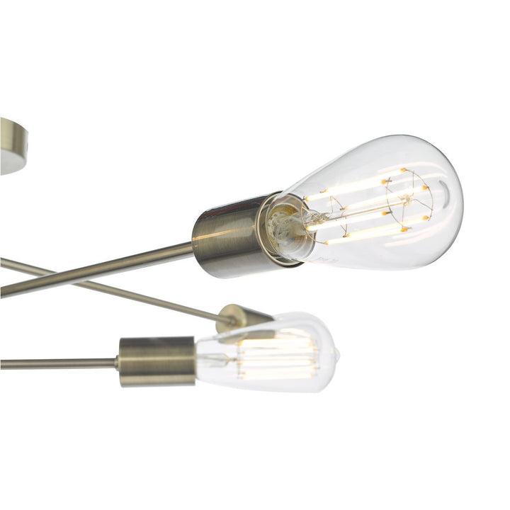Dar NEV6475 Neve 6 Light Flush Antique Brass