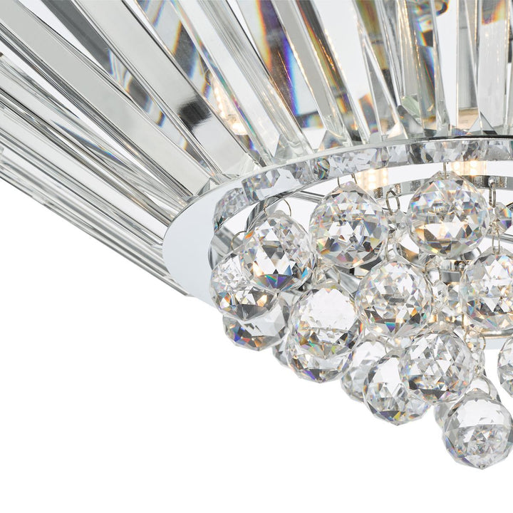 Dar NIM5050 | Nimbus 5-Light Flush | Polished Chrome & Crystal