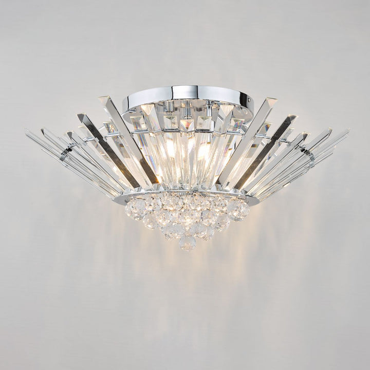 Dar NIM5050 | Nimbus 5-Light Flush | Polished Chrome & Crystal