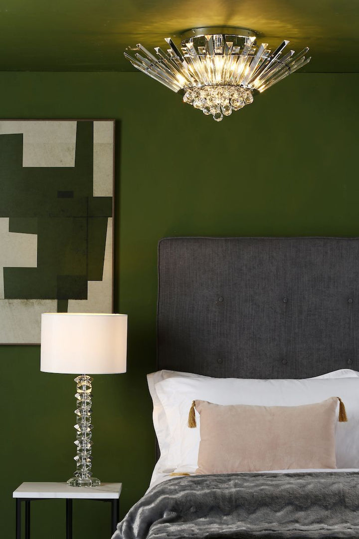 Dar NIM5050 | Nimbus 5-Light Flush | Polished Chrome & Crystal