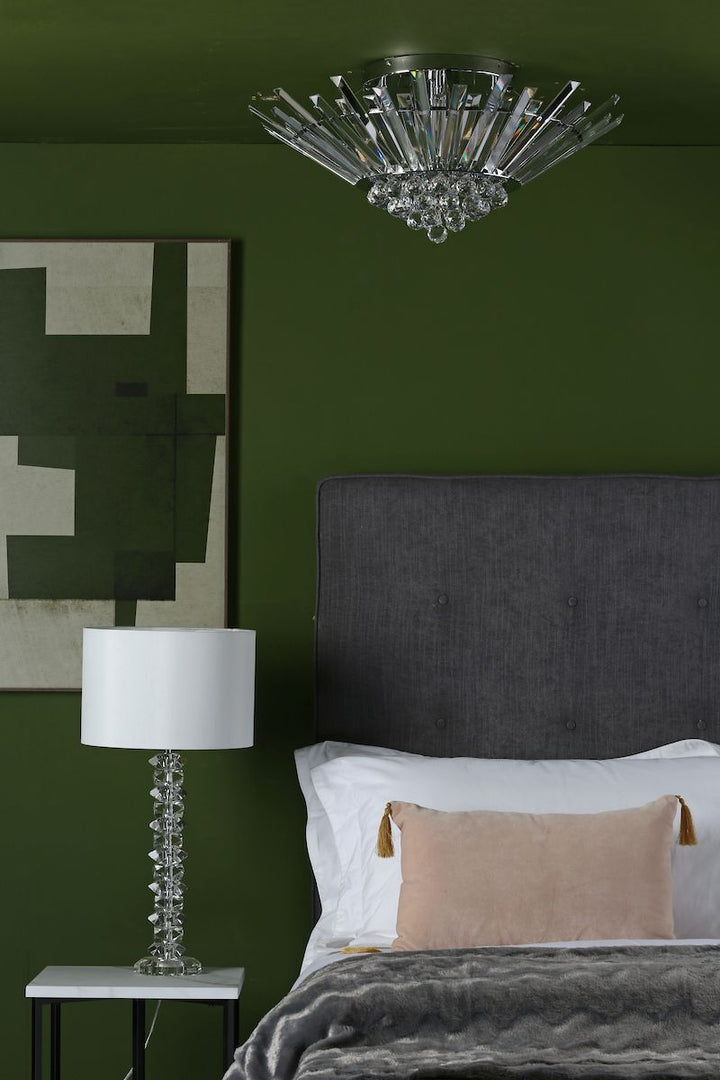 Dar NIM5050 | Nimbus 5-Light Flush | Polished Chrome & Crystal