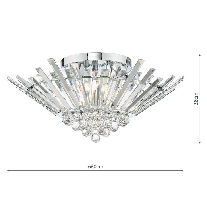 Dar NIM5050 | Nimbus 5-Light Flush | Polished Chrome & Crystal