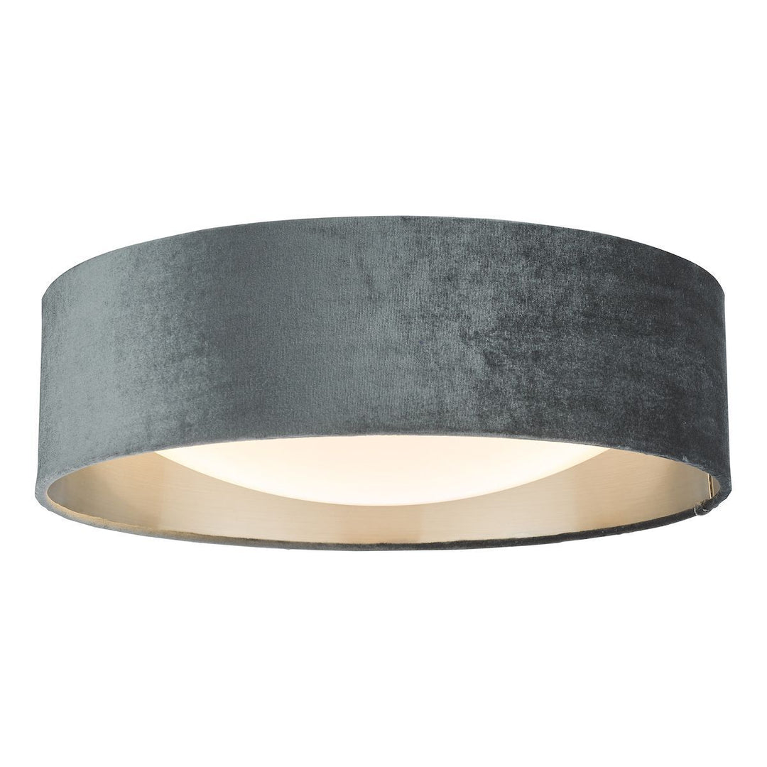 Dar NYS5061 | Nysa 2-Light Flush | Velvet Dark Grey Shade 40cm