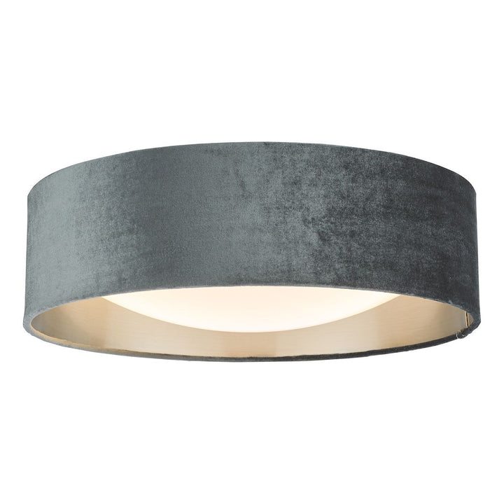 Dar NYS5061 | Nysa 2-Light Flush | Velvet Dark Grey Shade 40cm
