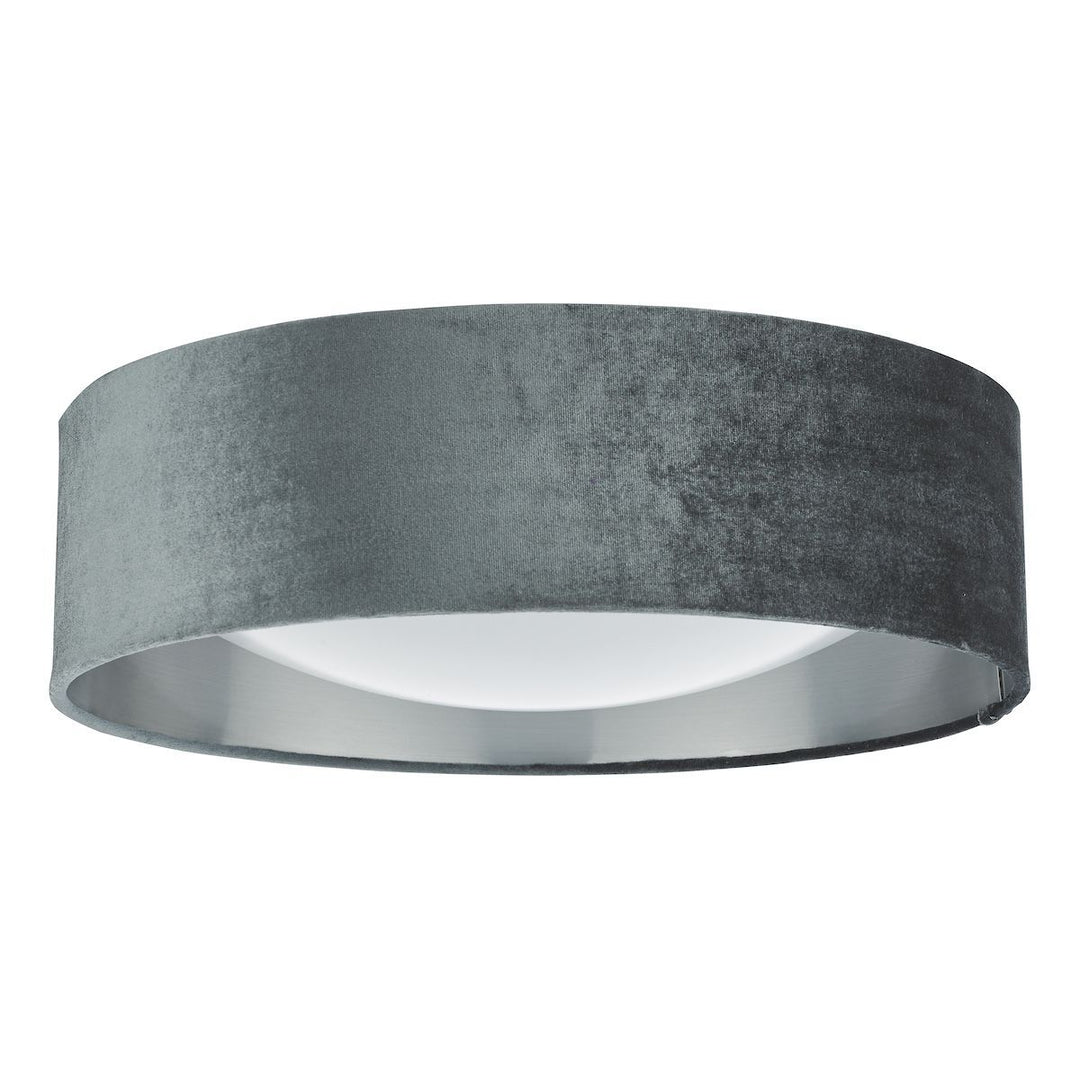 Dar NYS5061 | Nysa 2-Light Flush | Velvet Dark Grey Shade 40cm