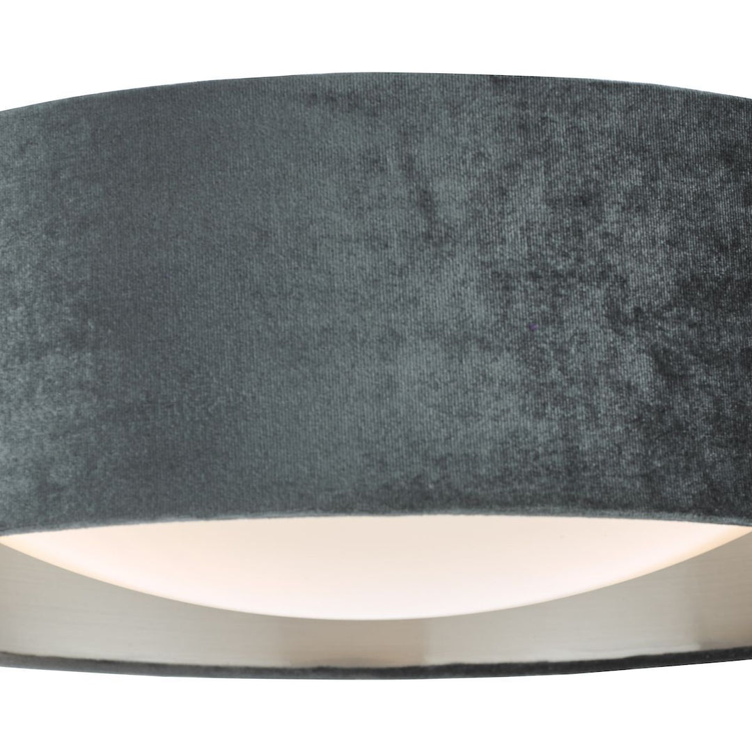 Dar NYS5061 | Nysa 2-Light Flush | Velvet Dark Grey Shade 40cm
