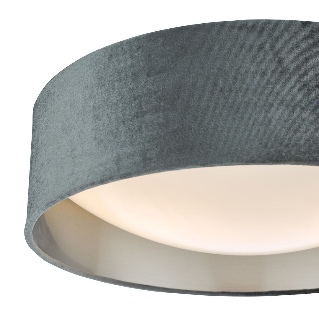 Dar NYS5061 | Nysa 2-Light Flush | Velvet Dark Grey Shade 40cm