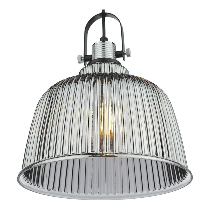 Dar RHO8610 | Rhode | Single Large Pendant | Polished Chrome & Smoked Glass