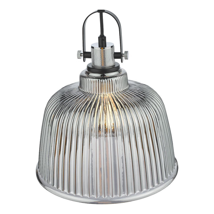 Dar RHO8610 | Rhode | Single Large Pendant | Polished Chrome & Smoked Glass