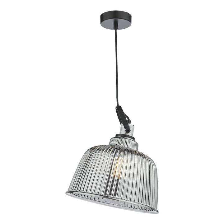 Dar RHO8610 | Rhode | Single Large Pendant | Polished Chrome & Smoked Glass
