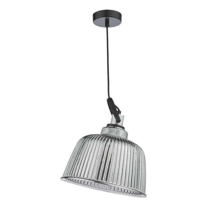 Dar RHO8610 | Rhode | Single Large Pendant | Polished Chrome & Smoked Glass