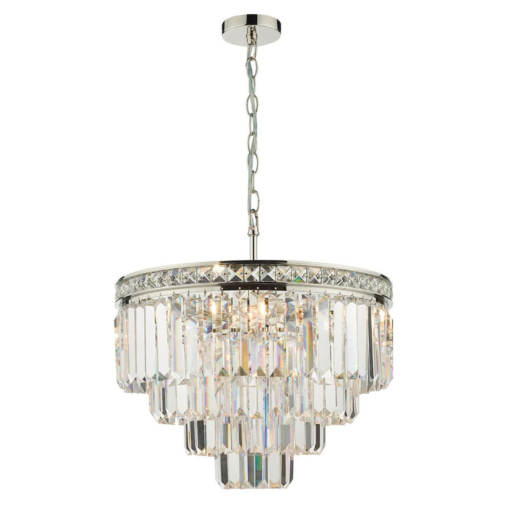 Dar VYA0432 | Vyana 4 Light Pendant | Polished Nickel Crystal