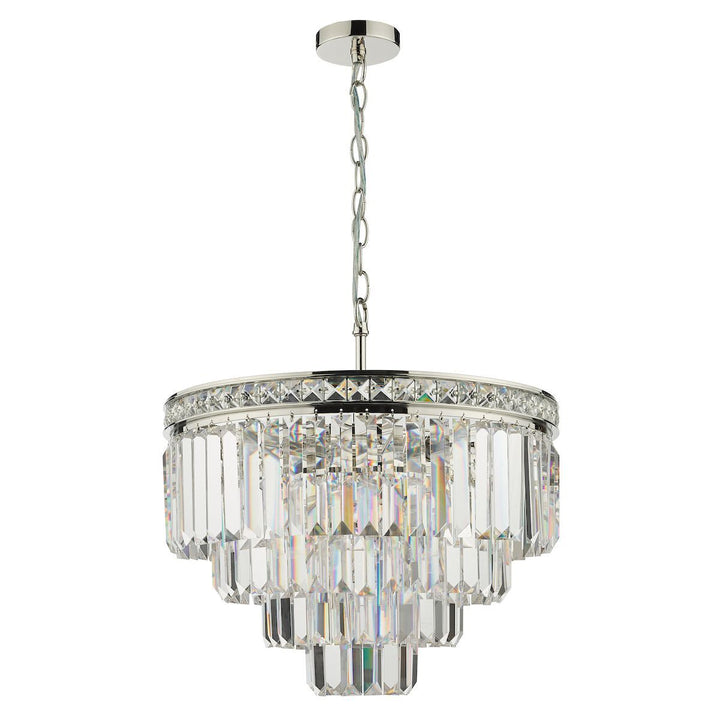 Dar VYA0432 | Vyana 4 Light Pendant | Polished Nickel Crystal