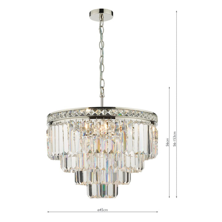 Dar VYA0432 | Vyana 4 Light Pendant | Polished Nickel Crystal
