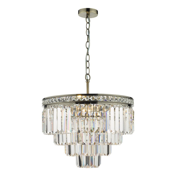 Dar VYA0475 | Vyana 4 Light Pendant | Antique Brass Crystal