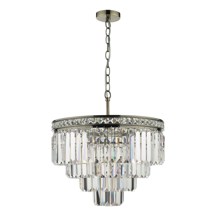 Dar VYA0475 | Vyana 4 Light Pendant | Antique Brass Crystal