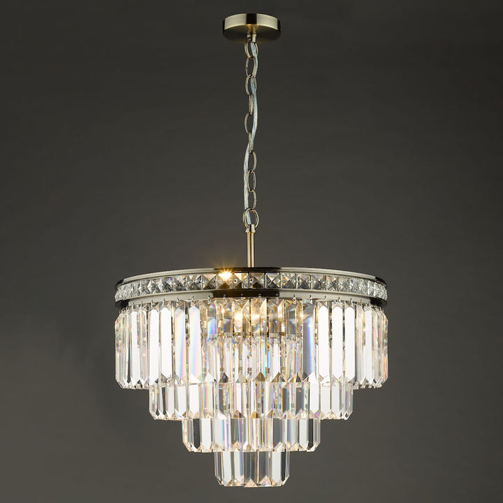 Dar VYA0475 | Vyana 4 Light Pendant | Antique Brass Crystal