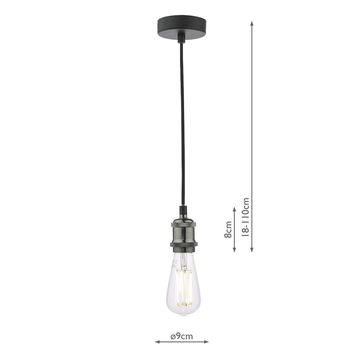 Dar WAC0161 Waco 1 Light E27 Suspension Black Chrome Matt Black