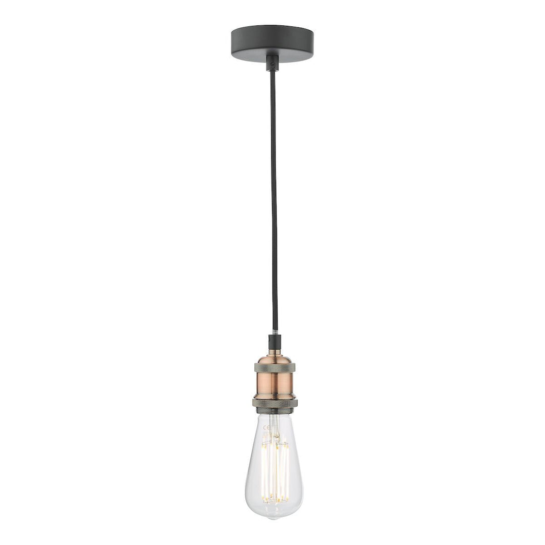 Dar WAC0164 Waco 1 Light E27 Suspension Antique Copper Matt Black