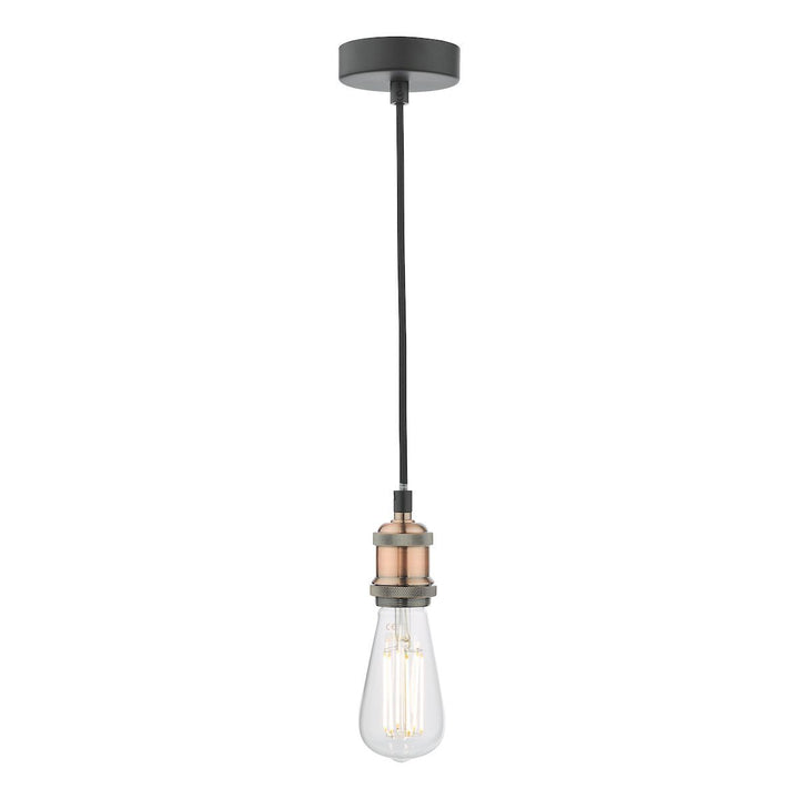 Dar WAC0164 Waco 1 Light E27 Suspension Antique Copper Matt Black