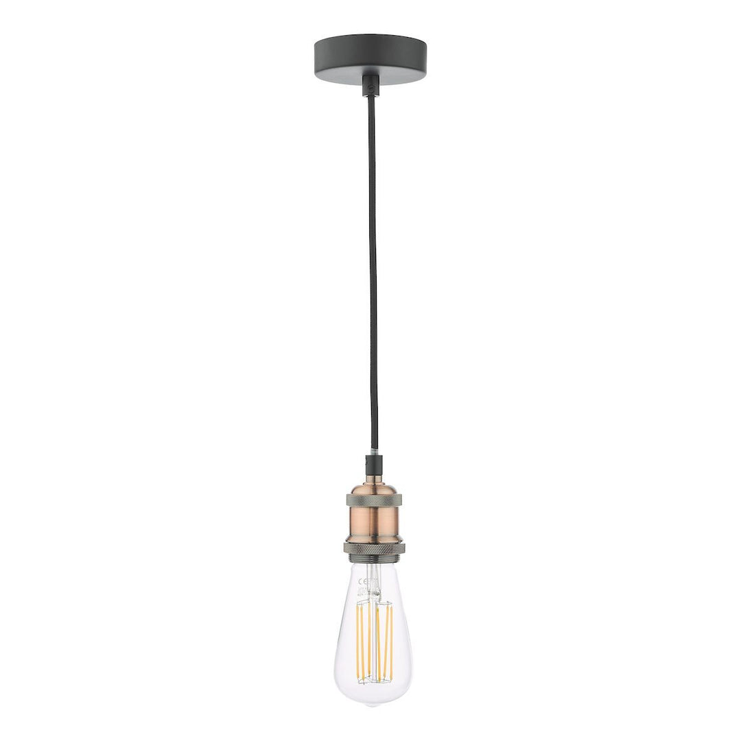 Dar WAC0164 Waco 1 Light E27 Suspension Antique Copper Matt Black