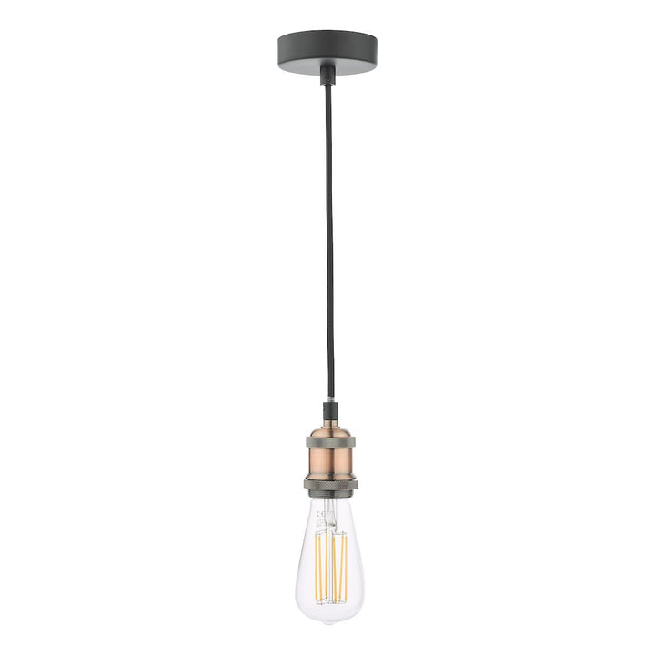 Dar WAC0164 Waco 1 Light E27 Suspension Antique Copper Matt Black