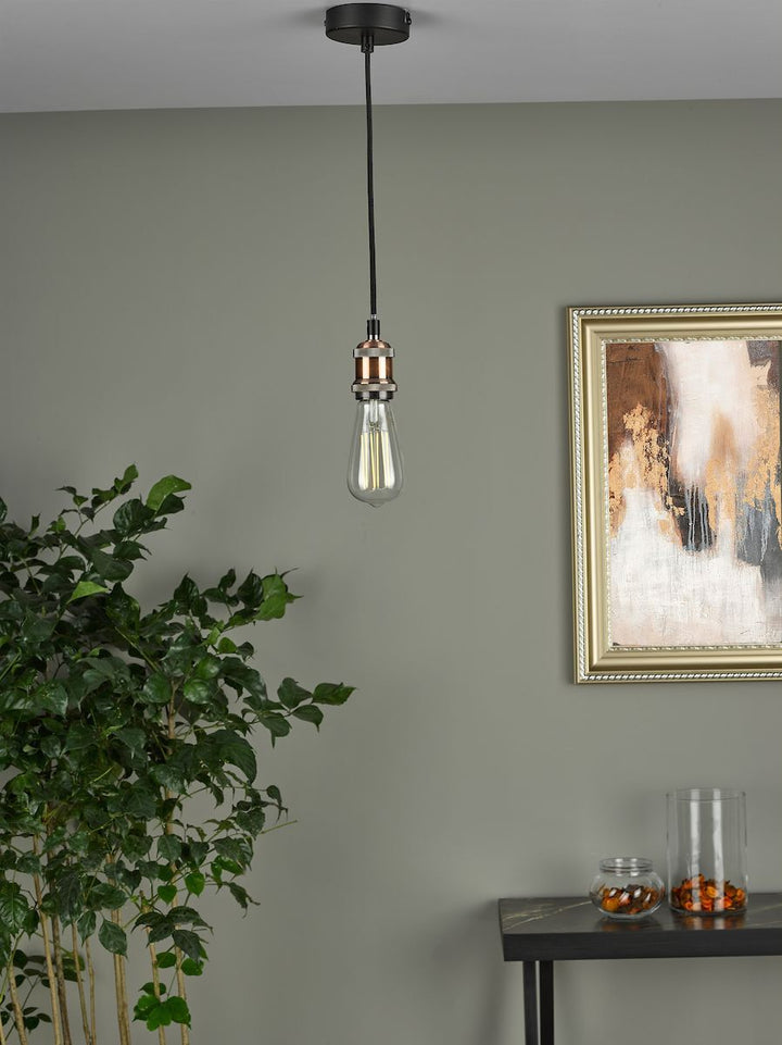 Dar WAC0164 Waco 1 Light E27 Suspension Antique Copper Matt Black