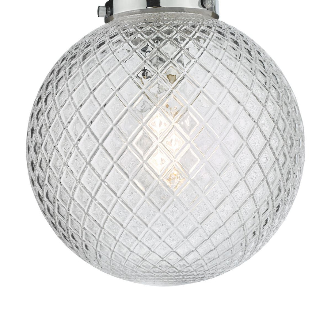 Dar WAY0150 | Wayne Bathroom Flush | Polished Chrome & Textured Glass IP44