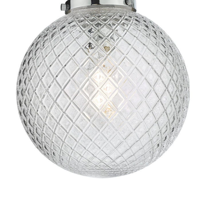 Dar WAY0150 | Wayne Bathroom Flush | Polished Chrome & Textured Glass IP44