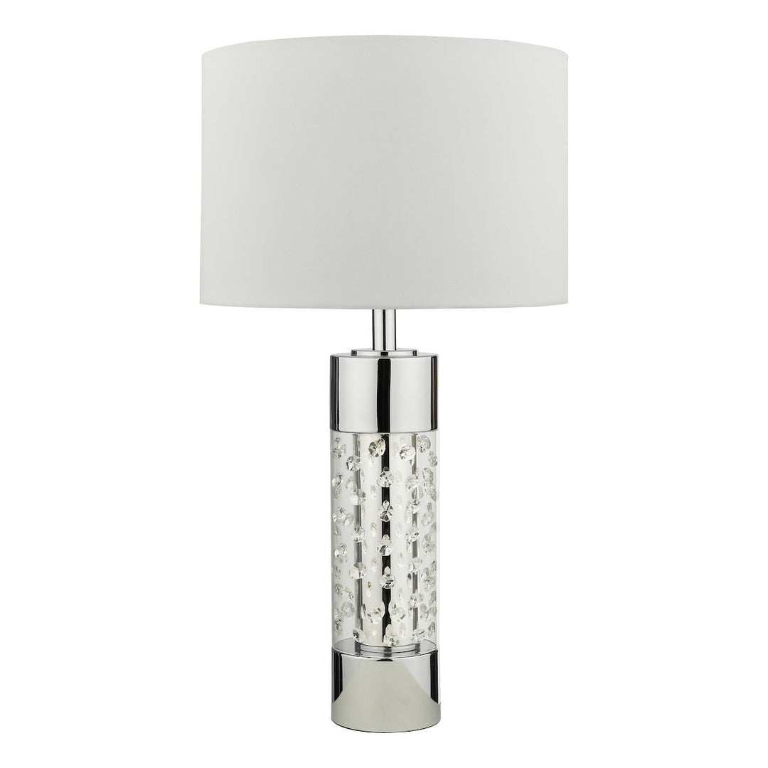 Dar YAL422 Yalena Large Table Lamp Polished Chrome And Glass With Shade