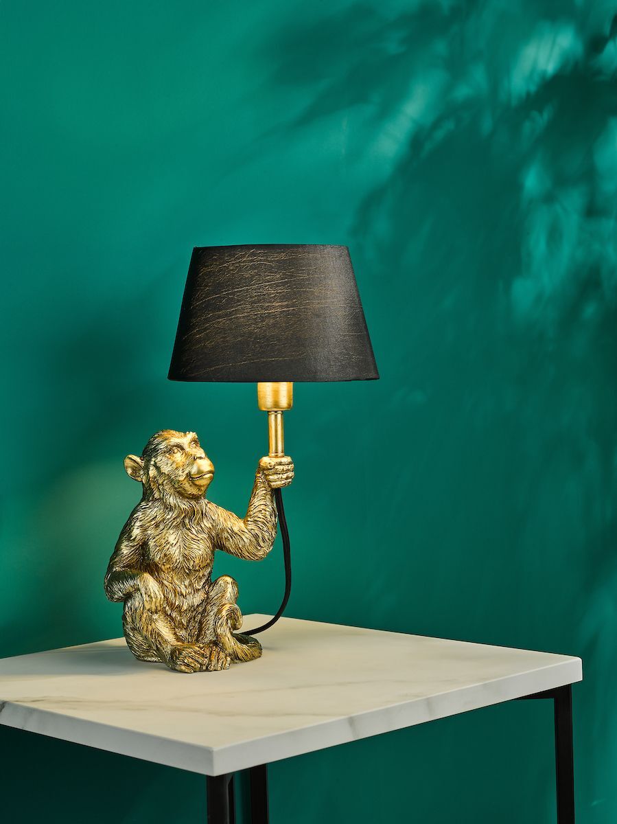 Dar ZIR4235 | Zira Monkey Table Lamp | Gold with Shade
