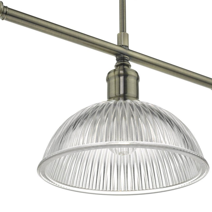 Dar Lighting DAR0375 | Dara 3-Light Pendant | Antique Brass with Ribbed Glass