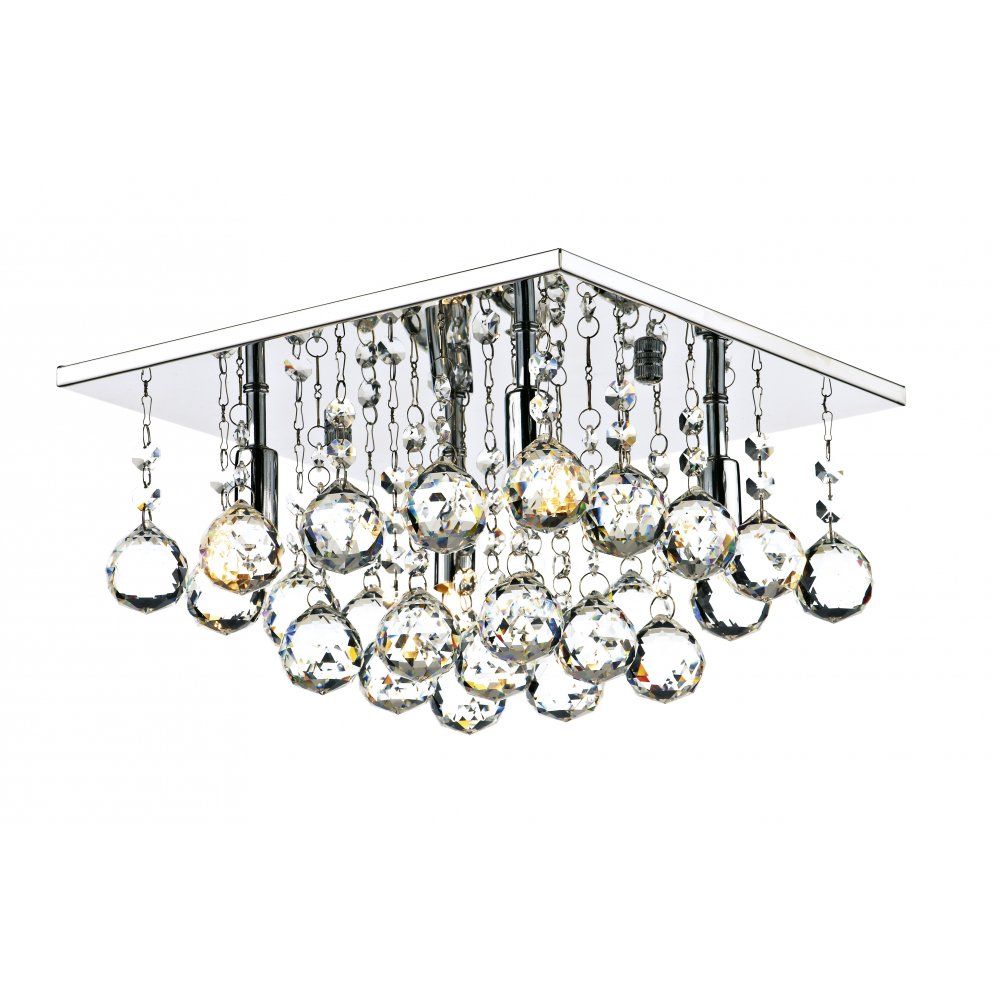 Dar Lighting DARABA5250 | Abacus Square Flush Light | Polished Chrome