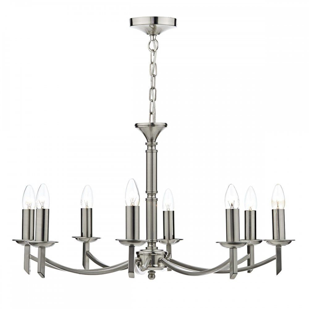 Dar Lighting AMB0846 | Ambassador 8-Light Pendant | Satin Chrome