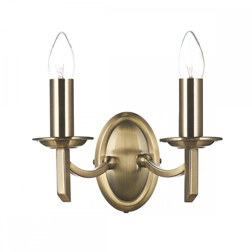 Dar Lighting AMB0975 | Ambassador Double Wall Bracket | Antique Brass
