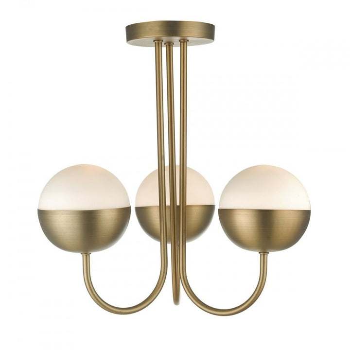 Dar AND0342 Andre 3 Light Semi Flush Aged Brass