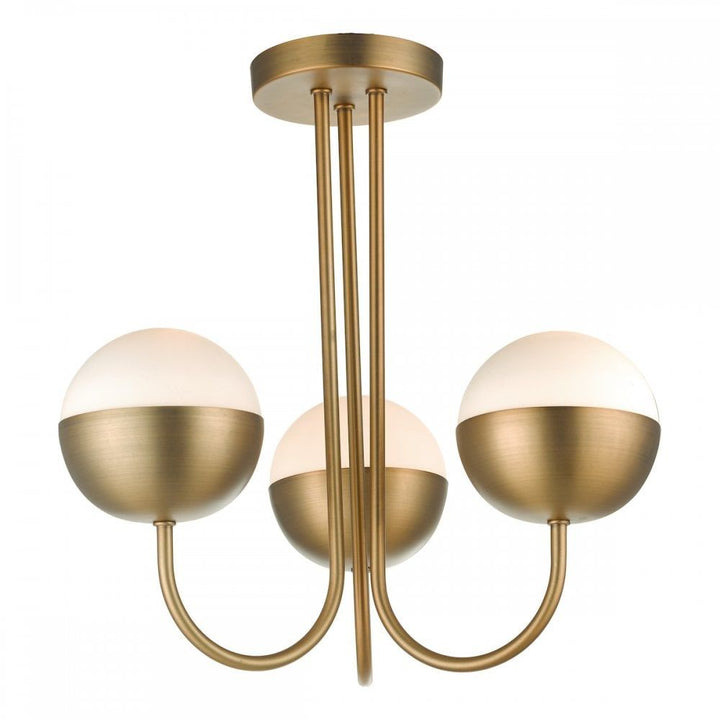 Dar AND0342 Andre 3 Light Semi Flush Aged Brass