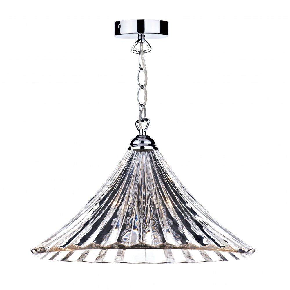 Dar Lighting ARD868 | Ardeche Clear Glass Pendant | Chrome Finish