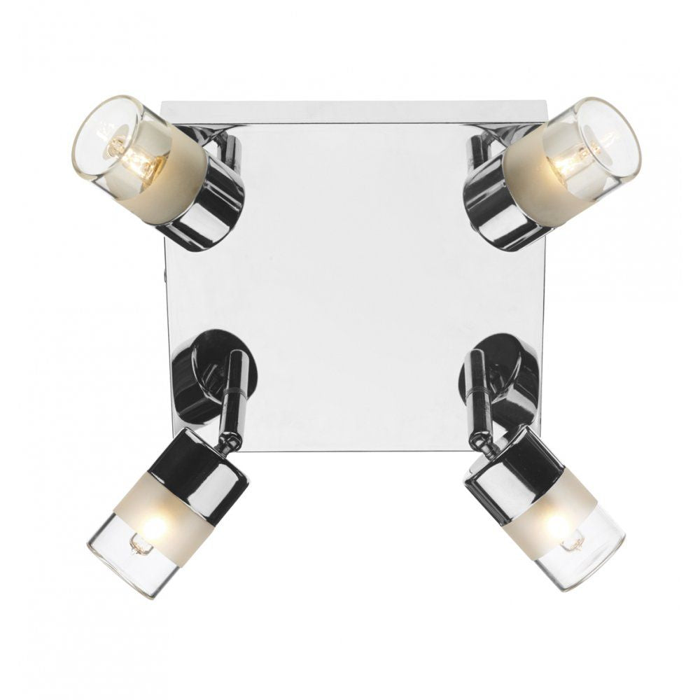 Dar ART8550 | Artemis 4 Light Plate | Polished Chrome & Frosted Glass