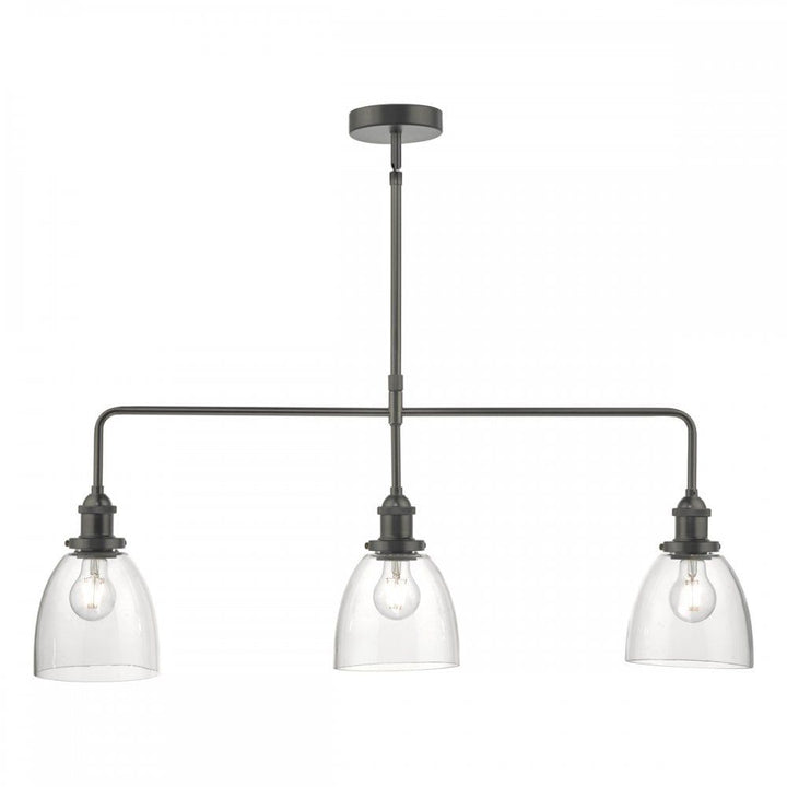 Dar ARV0361 | Arvin 3 Light Bar Pendant | Antique Chrome & Clear Glass